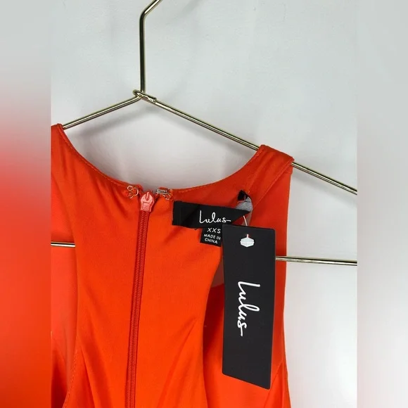 Lulus Masterfully Mod Bright Orange Side Button Midi Dress XXS NWT - Picture 4 of 9